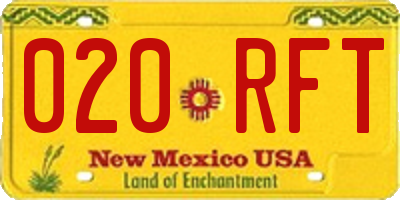 NM license plate 020RFT