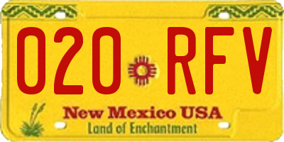 NM license plate 020RFV
