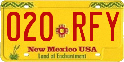 NM license plate 020RFY