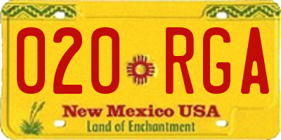 NM license plate 020RGA