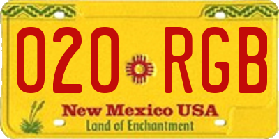 NM license plate 020RGB
