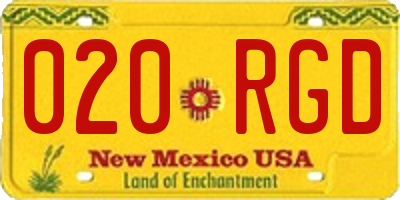NM license plate 020RGD