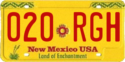 NM license plate 020RGH