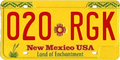 NM license plate 020RGK