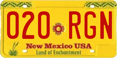 NM license plate 020RGN