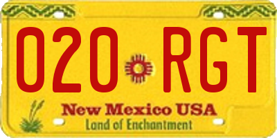 NM license plate 020RGT