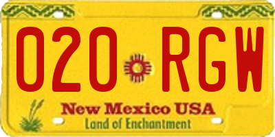 NM license plate 020RGW