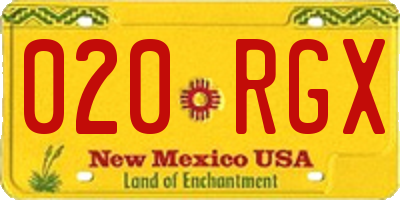 NM license plate 020RGX