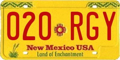 NM license plate 020RGY