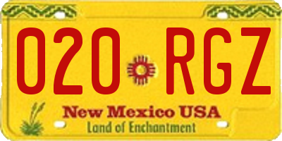 NM license plate 020RGZ