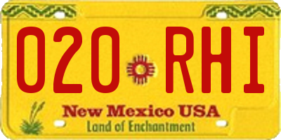 NM license plate 020RHI