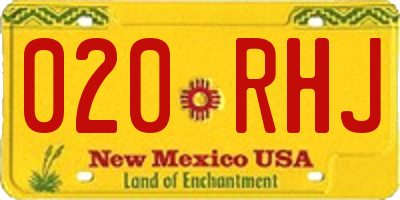 NM license plate 020RHJ