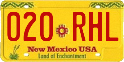 NM license plate 020RHL