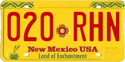 NM license plate 020RHN