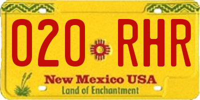 NM license plate 020RHR