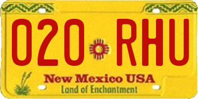 NM license plate 020RHU