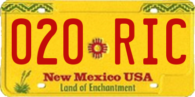 NM license plate 020RIC