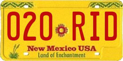 NM license plate 020RID