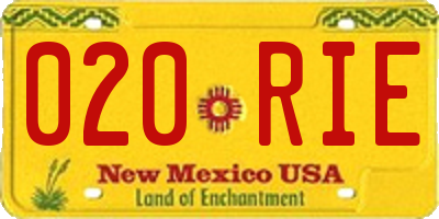NM license plate 020RIE