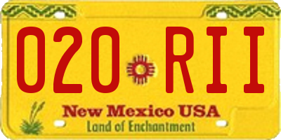 NM license plate 020RII