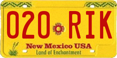 NM license plate 020RIK