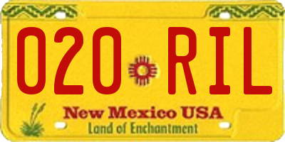 NM license plate 020RIL