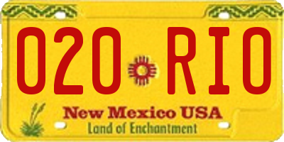 NM license plate 020RIO