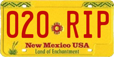 NM license plate 020RIP