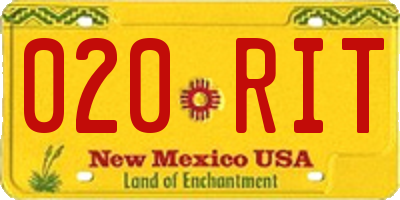 NM license plate 020RIT
