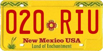 NM license plate 020RIU
