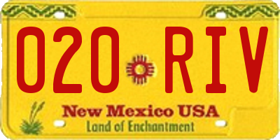 NM license plate 020RIV