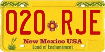 NM license plate 020RJE