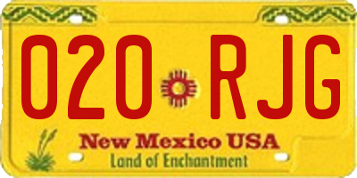 NM license plate 020RJG