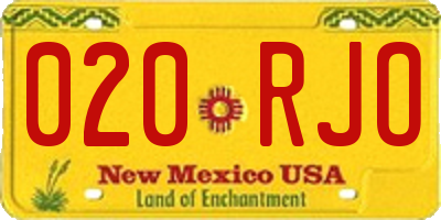 NM license plate 020RJO