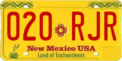 NM license plate 020RJR