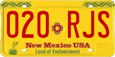 NM license plate 020RJS