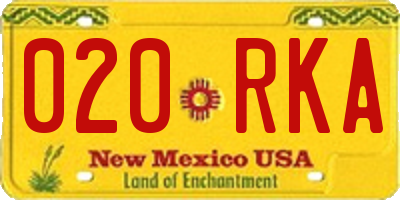NM license plate 020RKA