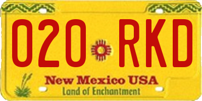 NM license plate 020RKD