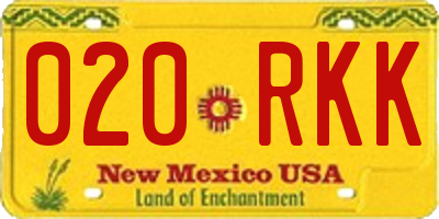 NM license plate 020RKK