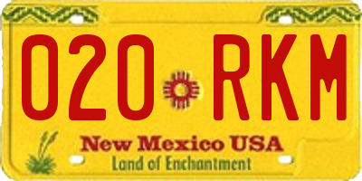 NM license plate 020RKM