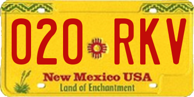 NM license plate 020RKV