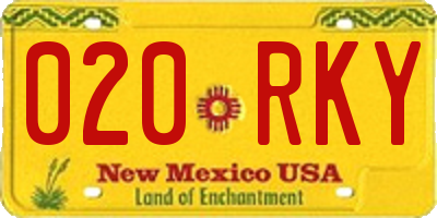 NM license plate 020RKY