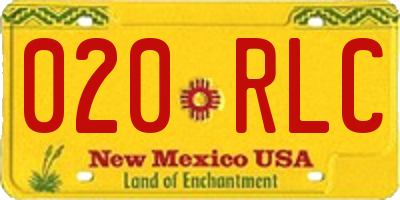 NM license plate 020RLC