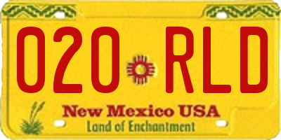 NM license plate 020RLD