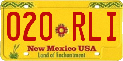NM license plate 020RLI