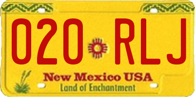 NM license plate 020RLJ