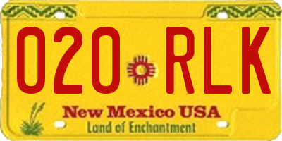 NM license plate 020RLK