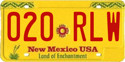 NM license plate 020RLW