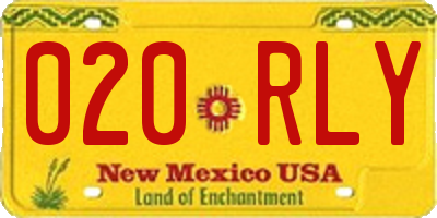 NM license plate 020RLY