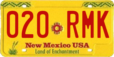 NM license plate 020RMK